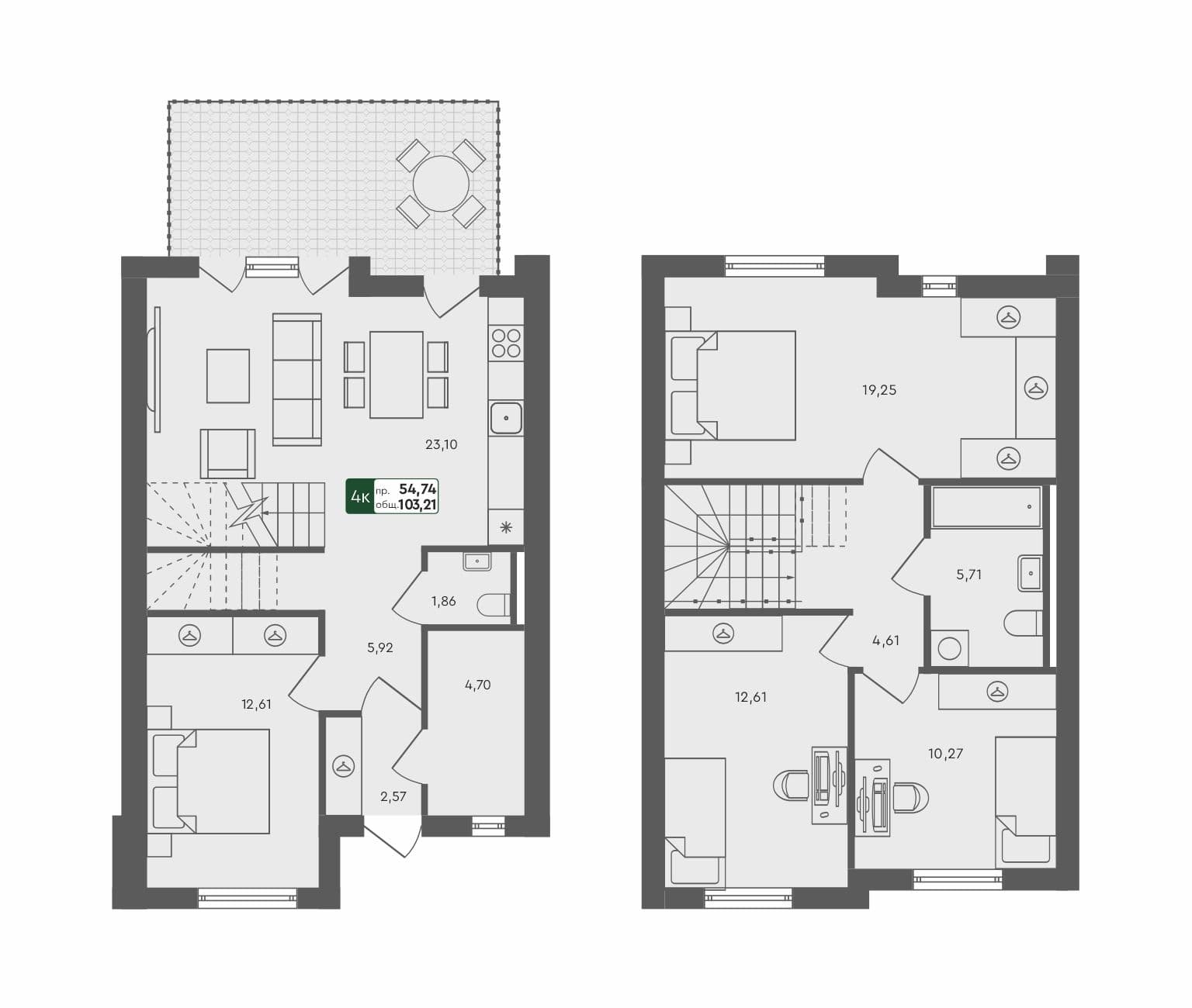 4-комн. таунхаус, 103.21 м², 1 из 1 этаж Планировка