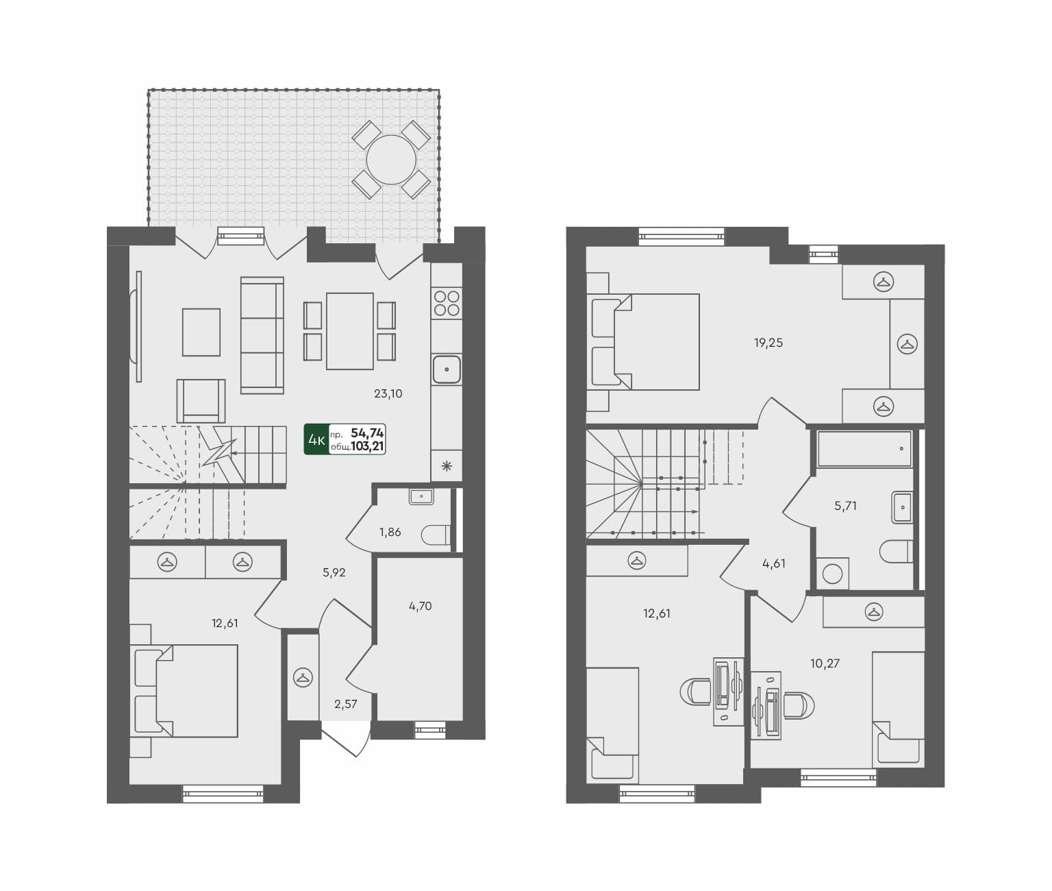 4-комн. таунхаус, 103.21 м², 1 из 1 этаж Планировка
