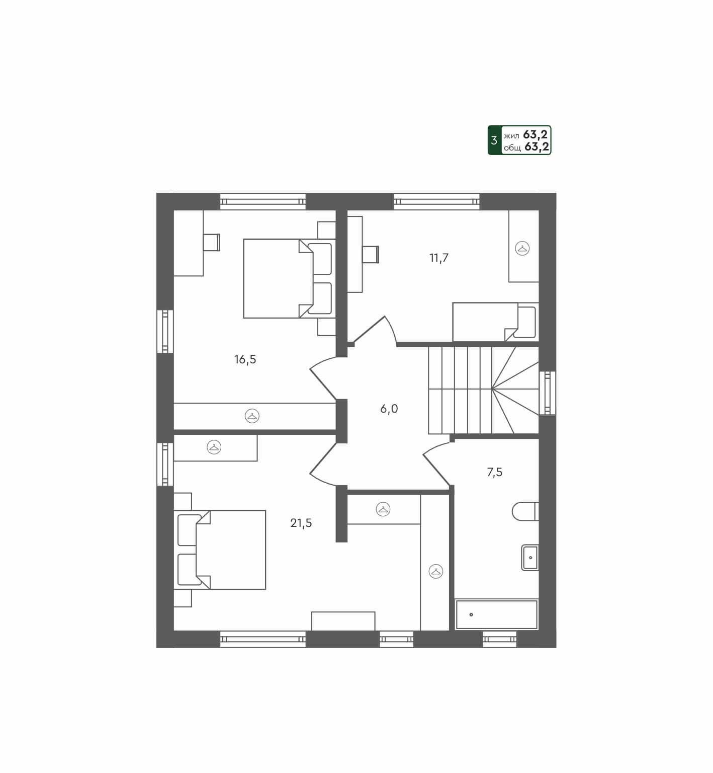 3-комн. дом, 142.3 м², 1 из 1 этаж Планировка