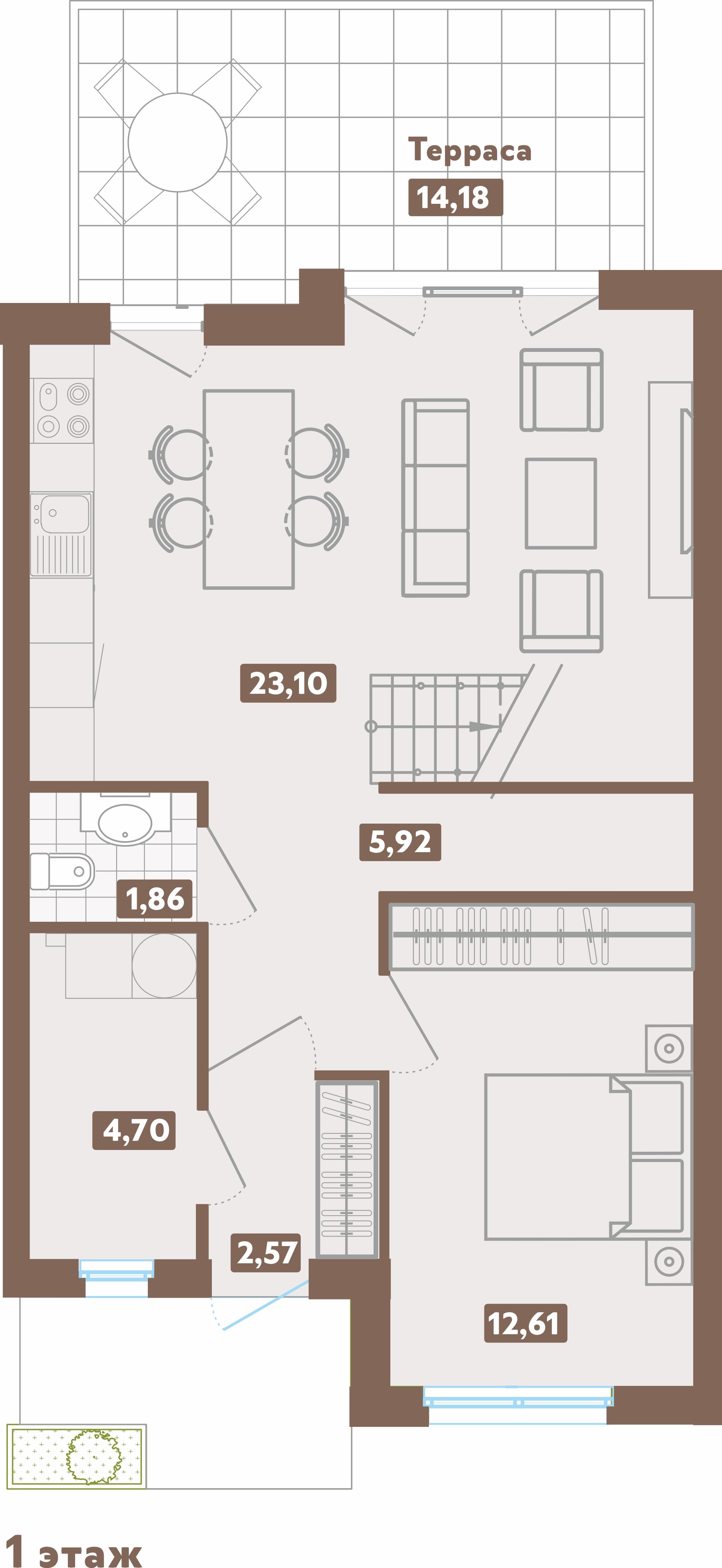 4-комн. таунхаус, 103.51 м², 1 из 1 этаж Планировка